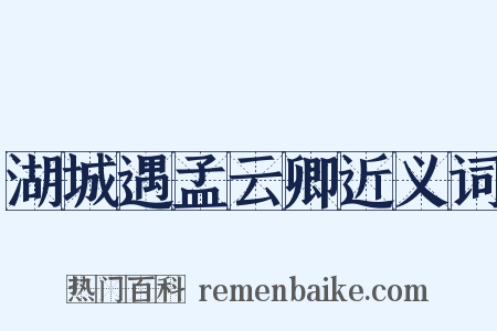 湖城遇孟云卿近义词是什么意思的图片